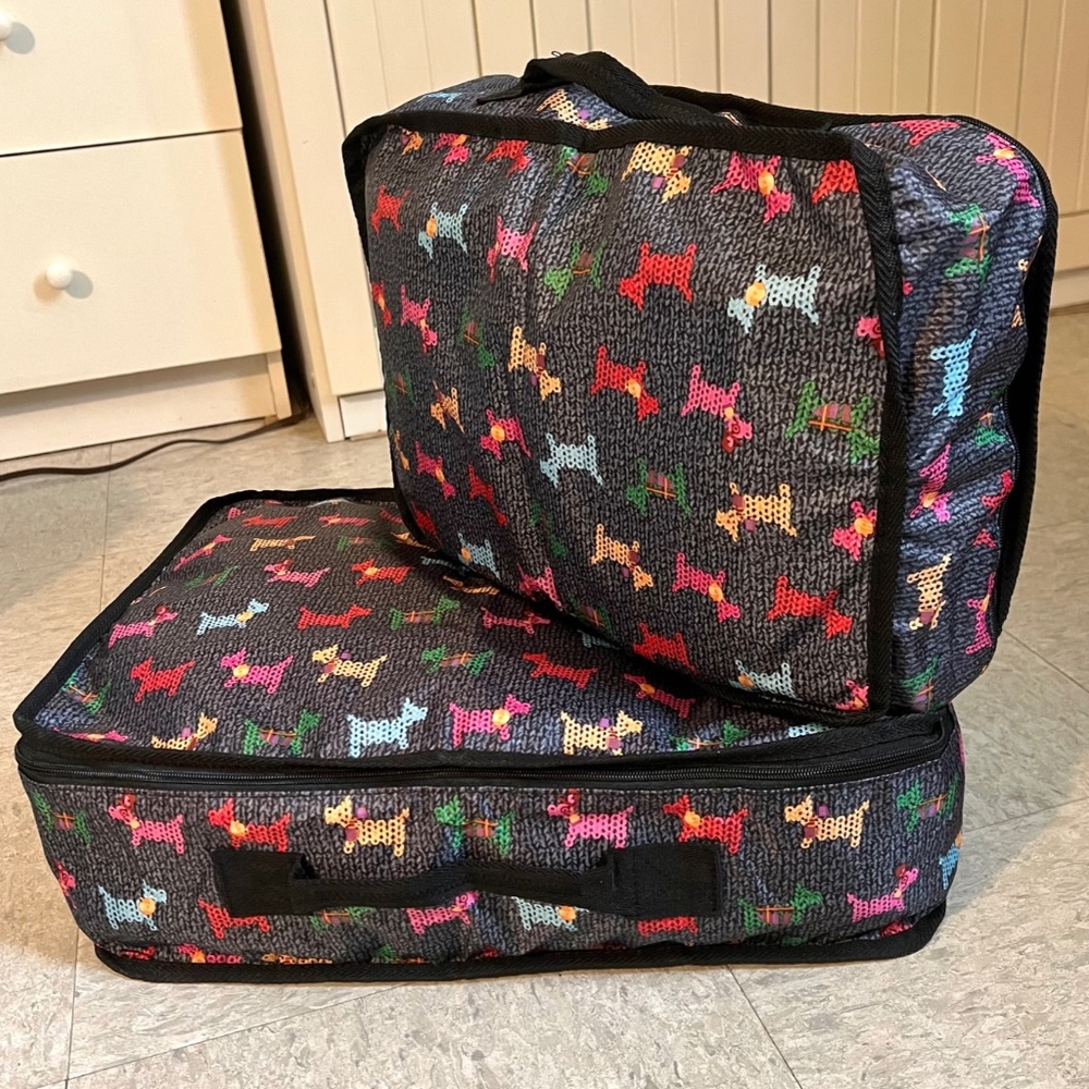 Colorful Terrier Dog Pattern Nylon Zipper Travel Packing Cubes 2 Piece Set - Picture 5 of 16